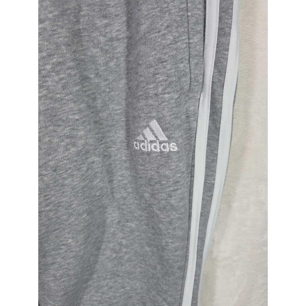 Adidas Women's Gray 3 Stripe Jogger Sweatpants Size S Fleece Athletic Pants - Picture 2 of 8